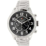 Buy Shop Tommy Hilfiger Trent Chronograph Black Dial Silver Steel Strap Watch for Men - 1791054 USA Online