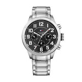 Buy Shop Tommy Hilfiger Trent Chronograph Black Dial Silver Steel Strap Watch for Men - 1791054 USA Online
