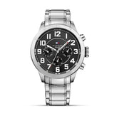 Buy Shop Tommy Hilfiger Trent Chronograph Black Dial Silver Steel Strap Watch for Men - 1791054 USA Online