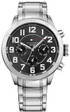 Buy Shop Tommy Hilfiger Trent Chronograph Black Dial Silver Steel Strap Watch for Men - 1791054 USA Online