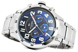 Buy Shop Tommy Hilfiger Trent Chronograph Blue Dial Silver Steel Strap Watch for Men - 1791053 USA Online