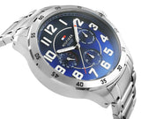 Buy Shop Tommy Hilfiger Trent Chronograph Blue Dial Silver Steel Strap Watch for Men - 1791053 USA Online