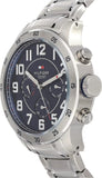 Buy Shop Tommy Hilfiger Trent Chronograph Blue Dial Silver Steel Strap Watch for Men - 1791053 USA Online