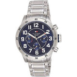 Buy Shop Tommy Hilfiger Trent Chronograph Blue Dial Silver Steel Strap Watch for Men - 1791053 USA Online