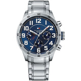 Buy Shop Tommy Hilfiger Trent Chronograph Blue Dial Silver Steel Strap Watch for Men - 1791053 USA Online