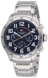 Buy Shop Tommy Hilfiger Trent Chronograph Blue Dial Silver Steel Strap Watch for Men - 1791053 USA Online