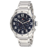 Buy Shop Tommy Hilfiger Trent Chronograph Blue Dial Silver Steel Strap Watch for Men - 1791053 USA Online