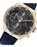 Buy Shop Tommy Hilfiger Trent Chronograph Grey Dial Black Leather Strap Watch For Men - 1791808 USA Online