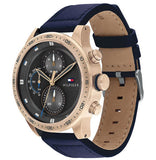 Buy Shop Tommy Hilfiger Trent Chronograph Grey Dial Black Leather Strap Watch For Men - 1791808 USA Online