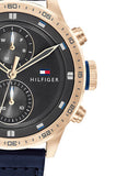 Buy Shop Tommy Hilfiger Trent Chronograph Grey Dial Black Leather Strap Watch For Men - 1791808 USA Online