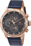 Buy Shop Tommy Hilfiger Trent Chronograph Grey Dial Black Leather Strap Watch For Men - 1791808 USA Online