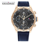 Buy Shop Tommy Hilfiger Trent Chronograph Grey Dial Black Leather Strap Watch For Men - 1791808 USA Online