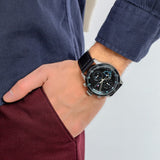 Buy Shop Tommy Hilfiger Trent Chronograph Quartz Black Dial Black Leather Strap Watch For Men - 1791810 USA Online