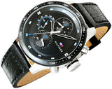 Buy Shop Tommy Hilfiger Trent Chronograph Quartz Black Dial Black Leather Strap Watch For Men - 1791810 USA Online