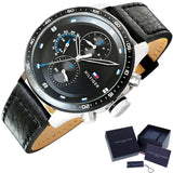 Buy Shop Tommy Hilfiger Trent Chronograph Quartz Black Dial Black Leather Strap Watch For Men - 1791810 USA Online