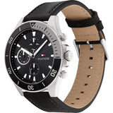 Buy Shop Tommy Hilfiger Trent Chronograph Quartz Black Dial Black Leather Strap Watch For Men - 1791810 USA Online