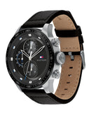Buy Shop Tommy Hilfiger Trent Chronograph Quartz Black Dial Black Leather Strap Watch For Men - 1791810 USA Online