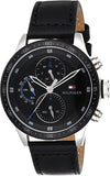 Buy Shop Tommy Hilfiger Trent Chronograph Quartz Black Dial Black Leather Strap Watch For Men - 1791810 USA Online