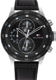Buy Shop Tommy Hilfiger Trent Chronograph Quartz Black Dial Black Leather Strap Watch For Men - 1791810 USA Online
