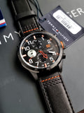 Buy Shop Tommy Hilfiger Trent Multifunction Black Dial Black Leather Strap Watch for Men - 1791136 USA Online