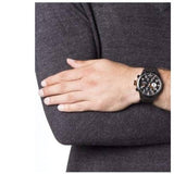Buy Shop Tommy Hilfiger Trent Multifunction Black Dial Black Leather Strap Watch for Men - 1791136 USA Online