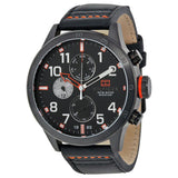 Buy Shop Tommy Hilfiger Trent Multifunction Black Dial Black Leather Strap Watch for Men - 1791136 USA Online