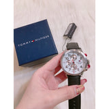 Buy Shop Tommy Hilfiger Trent Multifunction White Dial Black Leather Strap Watch for Men - 1791138 USA Online