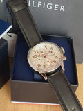 Buy Shop Tommy Hilfiger Trent Multifunction White Dial Black Leather Strap Watch for Men - 1791138 USA Online
