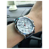 Buy Shop Tommy Hilfiger Trent Multifunction White Dial Black Leather Strap Watch for Men - 1791138 USA Online