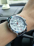 Buy Shop Tommy Hilfiger Trent Multifunction White Dial Black Leather Strap Watch for Men - 1791138 USA Online