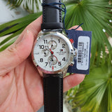 Buy Shop Tommy Hilfiger Trent Multifunction White Dial Black Leather Strap Watch for Men - 1791138 USA Online