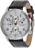 Buy Shop Tommy Hilfiger Trent Multifunction White Dial Black Leather Strap Watch for Men - 1791138 USA Online