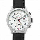 Buy Shop Tommy Hilfiger Trent Multifunction White Dial Black Leather Strap Watch for Men - 1791138 USA Online