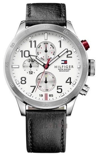 Buy Shop Tommy Hilfiger Trent Multifunction White Dial Black Leather Strap Watch for Men - 1791138 USA Online