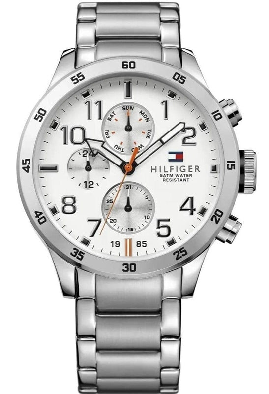 Buy Shop Tommy Hilfiger Trent Multifunction White Dial Silver Steel Strap Watch for Men - 1791140 USA Online