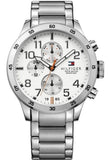 Buy Shop Tommy Hilfiger Trent Multifunction White Dial Silver Steel Strap Watch for Men - 1791140 USA Online