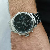 Buy Shop Tommy Hilfiger Trent Quartz Black Dial Silver Steel Strap Watch For Men - 1791805 USA Online