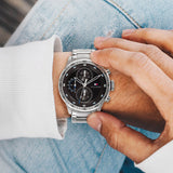 Buy Shop Tommy Hilfiger Trent Quartz Black Dial Silver Steel Strap Watch For Men - 1791805 USA Online