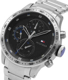 Buy Shop Tommy Hilfiger Trent Quartz Black Dial Silver Steel Strap Watch For Men - 1791805 USA Online