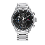 Buy Shop Tommy Hilfiger Trent Quartz Black Dial Silver Steel Strap Watch For Men - 1791805 USA Online