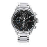 Buy Shop Tommy Hilfiger Trent Quartz Black Dial Silver Steel Strap Watch For Men - 1791805 USA Online