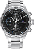 Buy Shop Tommy Hilfiger Trent Quartz Black Dial Silver Steel Strap Watch For Men - 1791805 USA Online