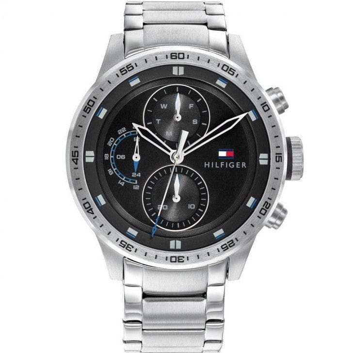 Buy Shop Tommy Hilfiger Trent Quartz Black Dial Silver Steel Strap Watch For Men - 1791805 USA Online