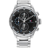 Buy Shop Tommy Hilfiger Trent Quartz Black Dial Silver Steel Strap Watch For Men - 1791805 USA Online