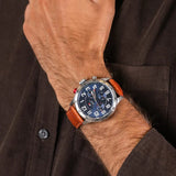 Buy Shop Tommy Hilfiger Trent Quartz Blue Dial Brown Leather Strap Watch for Men - 1791066 USA Online