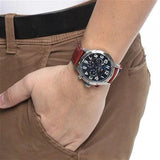 Buy Shop Tommy Hilfiger Trent Quartz Blue Dial Brown Leather Strap Watch for Men - 1791066 USA Online