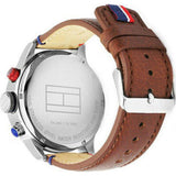 Buy Shop Tommy Hilfiger Trent Quartz Blue Dial Brown Leather Strap Watch for Men - 1791066 USA Online
