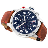 Buy Shop Tommy Hilfiger Trent Quartz Blue Dial Brown Leather Strap Watch for Men - 1791066 USA Online
