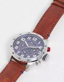 Buy Shop Tommy Hilfiger Trent Quartz Blue Dial Brown Leather Strap Watch for Men - 1791066 USA Online
