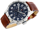 Buy Shop Tommy Hilfiger Trent Quartz Blue Dial Brown Leather Strap Watch for Men - 1791066 USA Online